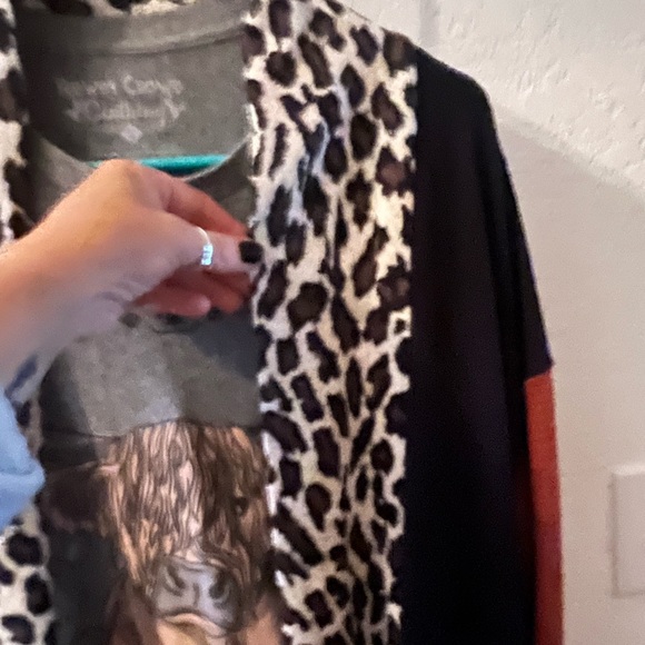 Sunshine & Rodeo- 
Leopard Print, Colorblock  Open Cardigan Sweater - Picture 3 of 8